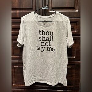 THOU SHALL NOT TRY ME Gray Graphic T-Shirt XL